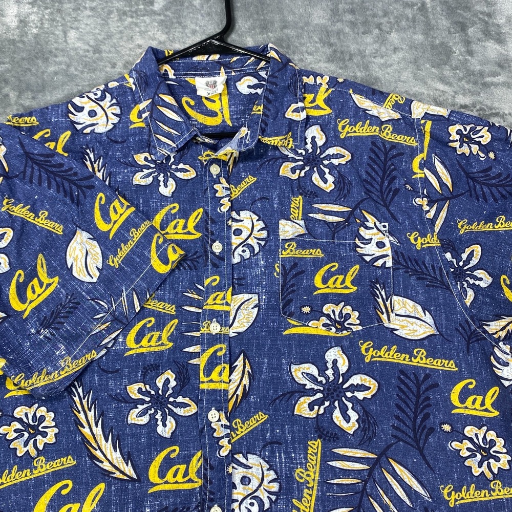 California Golden Bears Hawaiian Shirt Mens 2XL NCAA Wes and Willy Floral Blue